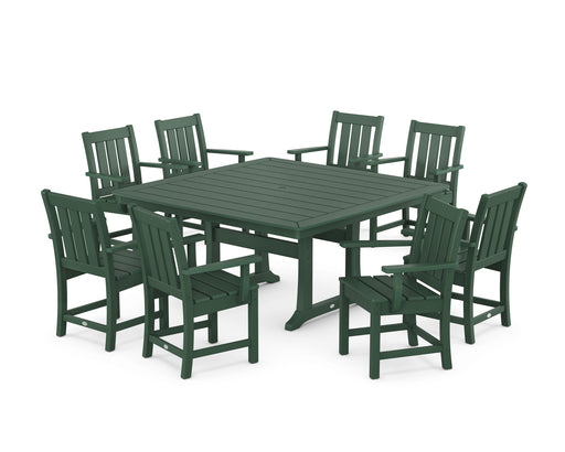 POLYWOOD® Oxford 9-Piece Square Dining Set with Trestle Legs in Black