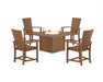 POLYWOOD® Quattro 4-Piece Upright Adirondack Conversation Set with Fire Pit Table in Black
