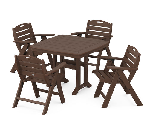 POLYWOOD Nautical Lowback 5-Piece Dining Set with Trestle Legs in Mahogany