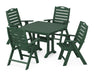 POLYWOOD Nautical Highback 5-Piece Dining Set with Trestle Legs in Green