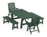 POLYWOOD Nautical Highback 5-Piece Rustic Farmhouse Dining Set With Trestle Legs in Green
