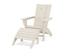 POLYWOOD Modern Curveback Adirondack Chair 2-Piece Set with Ottoman in Sand