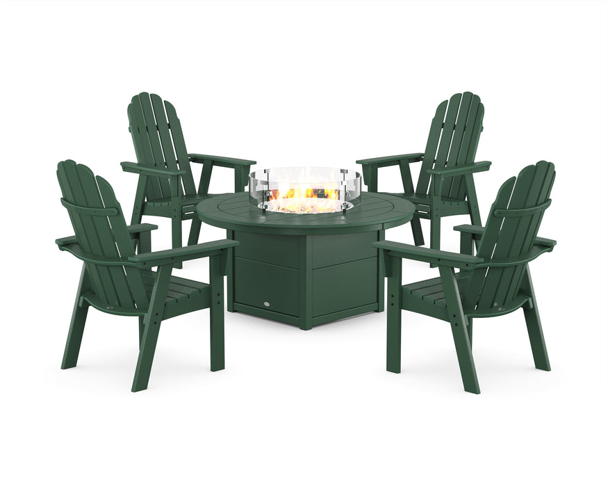 POLYWOOD® Vineyard 4-Piece Curveback Upright Adirondack Conversation Set with Fire Pit Table in Mahogany