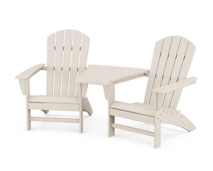 POLYWOOD Nautical 3-Piece Adirondack Set with Angled Connecting Table in Sand