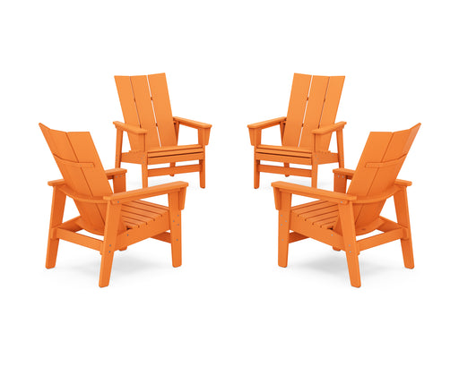 POLYWOOD® 4-Piece Modern Grand Upright Adirondack Chair Conversation Set in Aruba