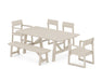 POLYWOOD EDGE 6-Piece Rustic Farmhouse Dining Set with Bench in Sand