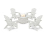 POLYWOOD® 5-Piece Nautical Grand Adirondack Conversation Set with Fire Pit Table in Vintage White