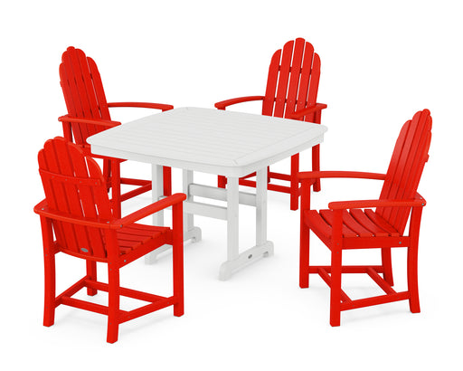 POLYWOOD Classic Adirondack 5-Piece Dining Set with Trestle Legs in Sunset Red