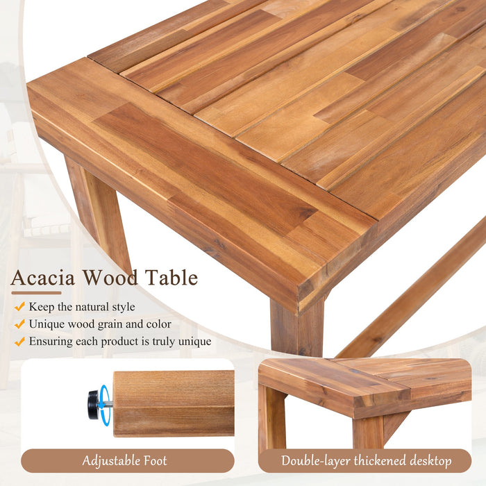 6 Piece Outdoor Bar Set with Acacia Wood Table & Cushioned Stools