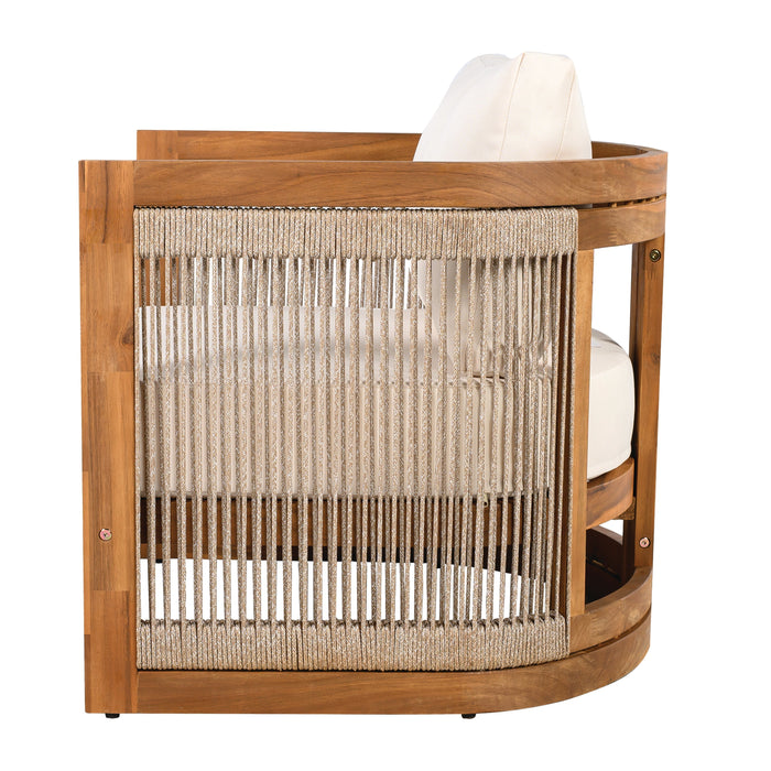 Premium Acacia Wood Outdoor Club Chair with Curved Tub Design