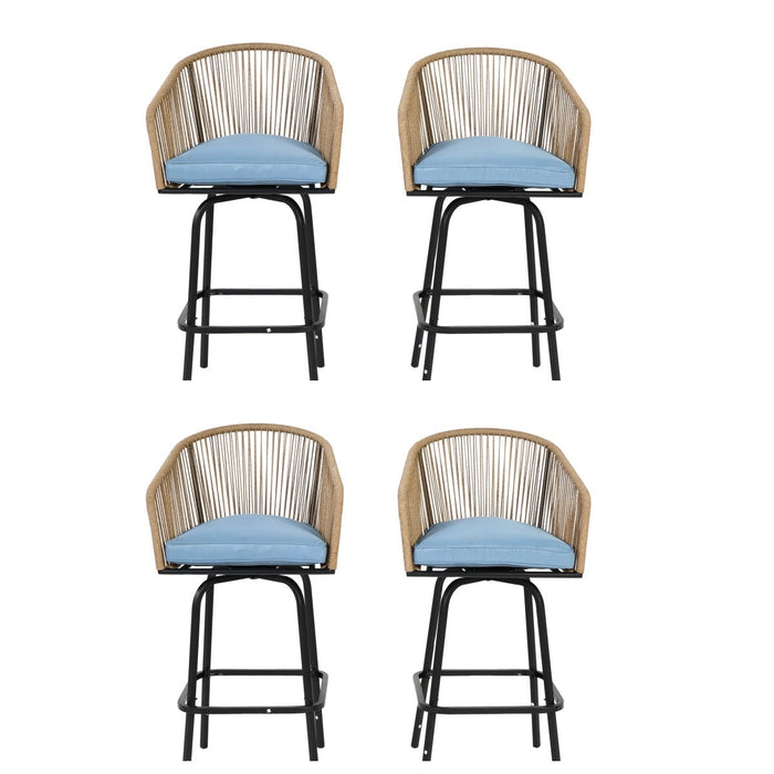 Outdoor Bar Stools Set of 4 with Armrests and Backrest