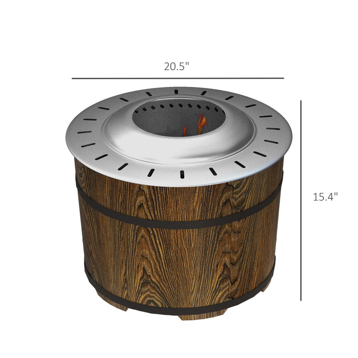 Smokeless Fire Pit with Fireproof Mat - 20.5' Barrel Style Portable Wood Burning Firepit