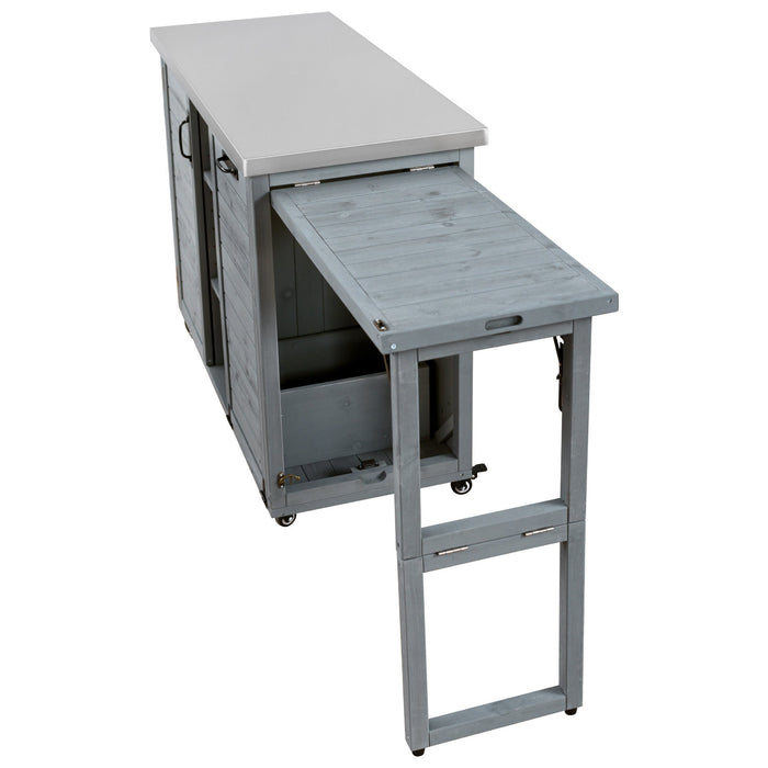 K&K 78.3' Outdoor Kitchen Island with Foldable Grill Table