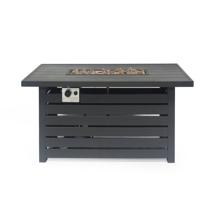 Rectangular Iron Fire Pit - 30,000 BTU - Tank Cover Inside