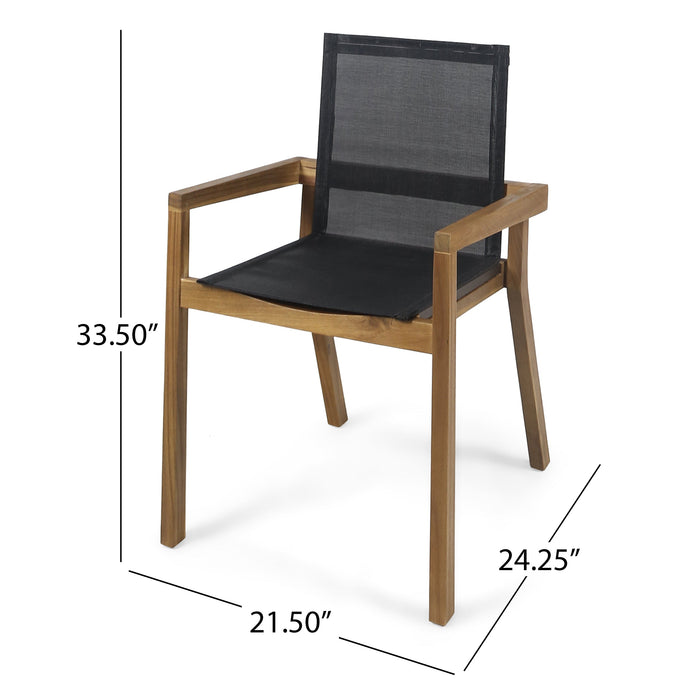 7 Pieces Acacia Wood Outdoor Dining Set with 6 Chairs