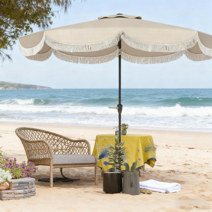 Vented Patio Table Umbrella with Crank and Push Button Tilt