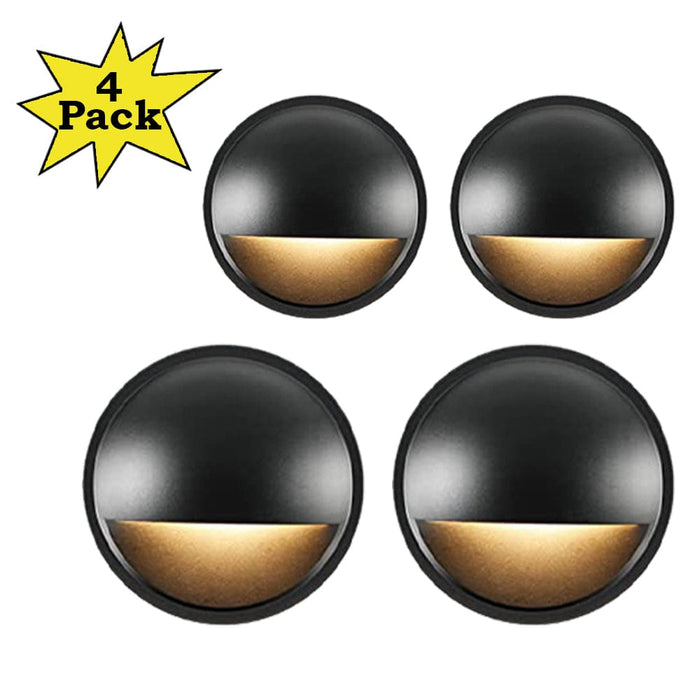 DLA02 4-Pack 2W Low Voltage 2700K Warm White Integrated LED Outdoor Half Moon Deck Lights Package, 12V LED Step Patio Landscape Lights