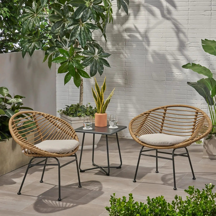 Cordella - Outdoor Woven Wicker Chairs With Cushions, Set of 2