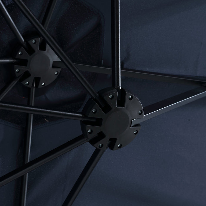 14.8 Ft Double Sided Outdoor Umbrella Rectangular Large with Crank (Navy Blue) (No Base)
