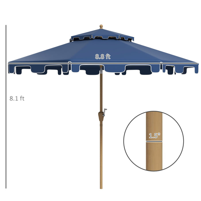 Outsunny 9' Patio Umbrella with Push Button Tilt and Crank