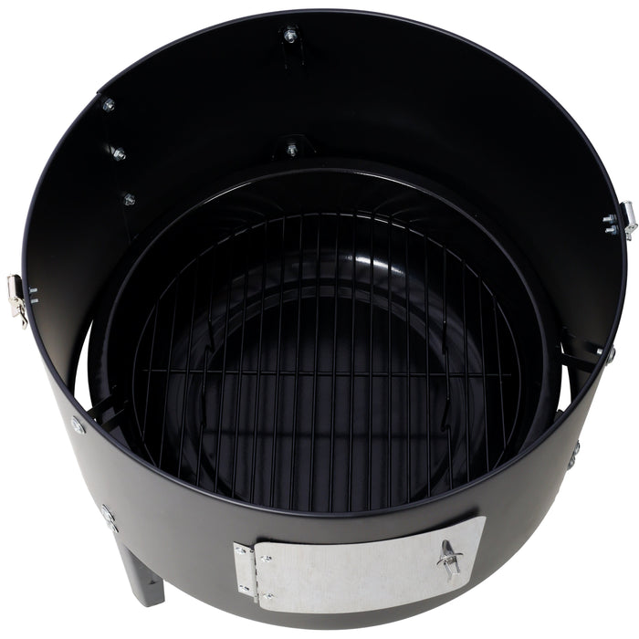 17 Inch Steel Charcoal Smoker Heavy Duty Round BBQ Grill Black