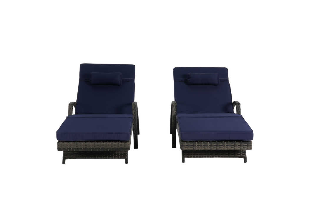 Outdoor Wicker Reclining Chair Set of 2 with Cushions