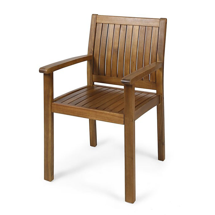 7 Pieces Acacia Wood Outdoor Dining Set with 6 Chairs