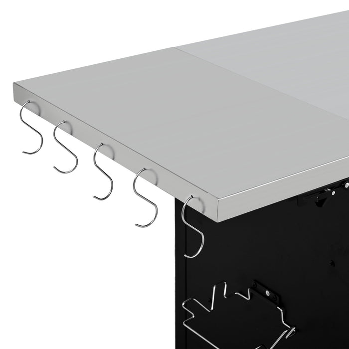 K&K 76.6' Outdoor Grill Cart with Storage Cabinet