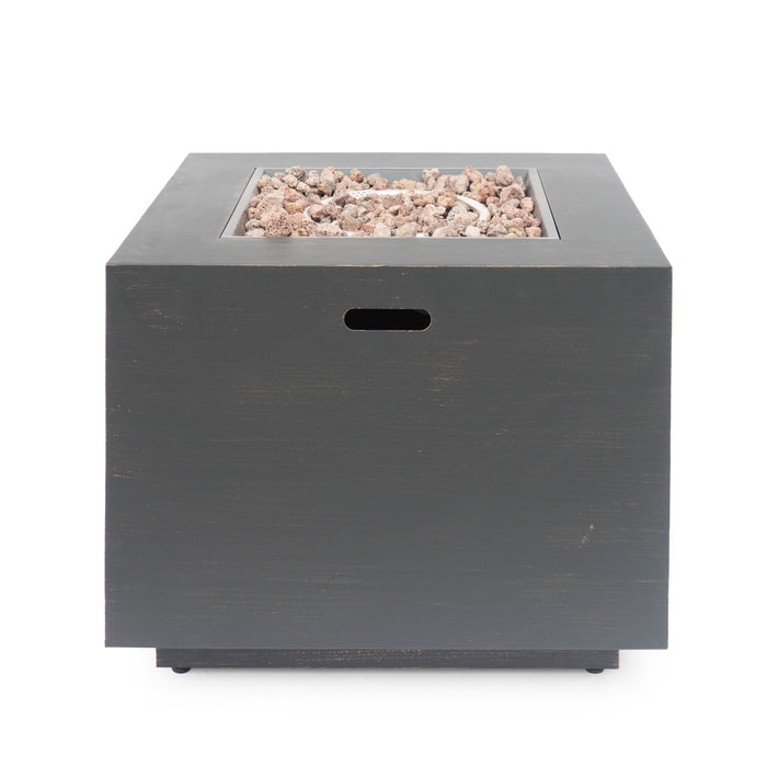 33" Outdoor Iron Square Propane Fire Pit - Brushed Brown