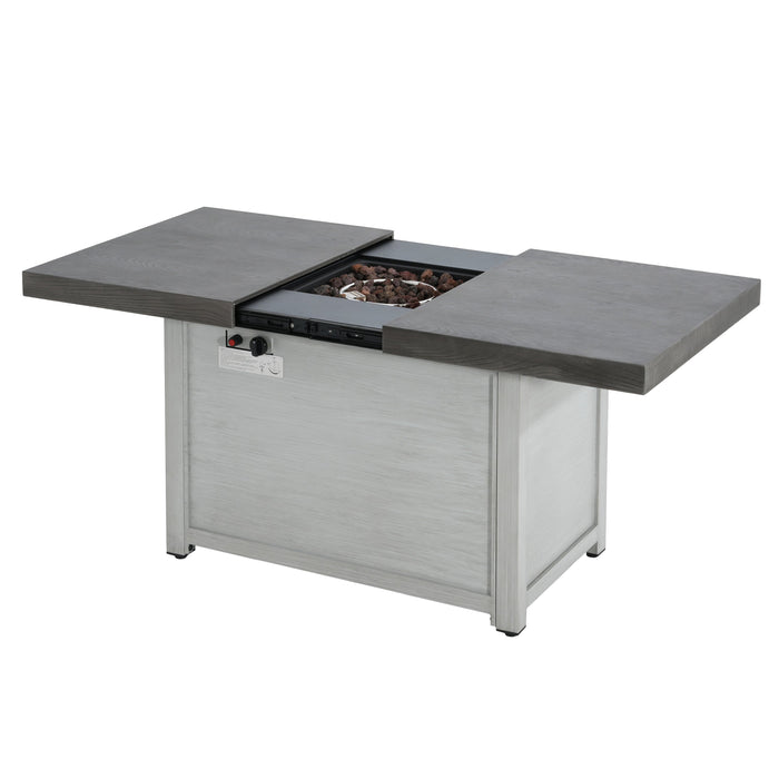 Extendable Rectangle Aluminum Alloy Fire Pit Table, 50,000BTU