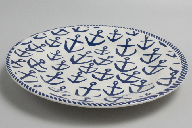 Red White & Blue Anchors Dinner Plate 11"
