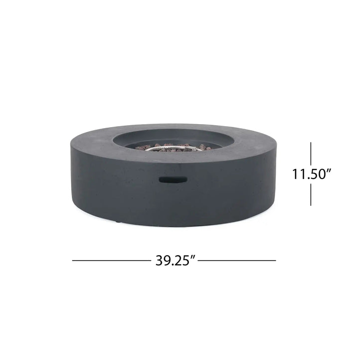 Modern Lightweight Concrete Outdoor Circular Fire Pit 50,000 BTU
