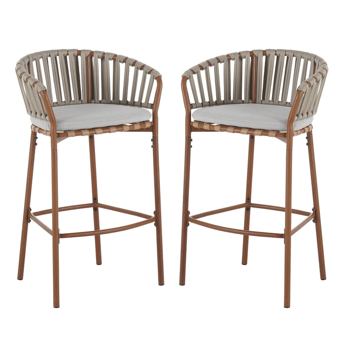 Lodi Outdoor Metal Rope Barstool Set of 2