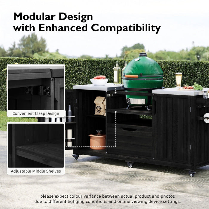 K&K 66.5' Outdoor Kitchen Island for Big Green Egg Grills