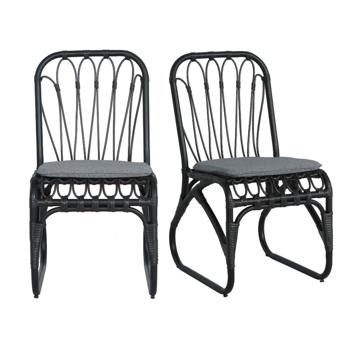 Outdoor Wicker Dining Chairs with Washable Cushion (Set of 2)