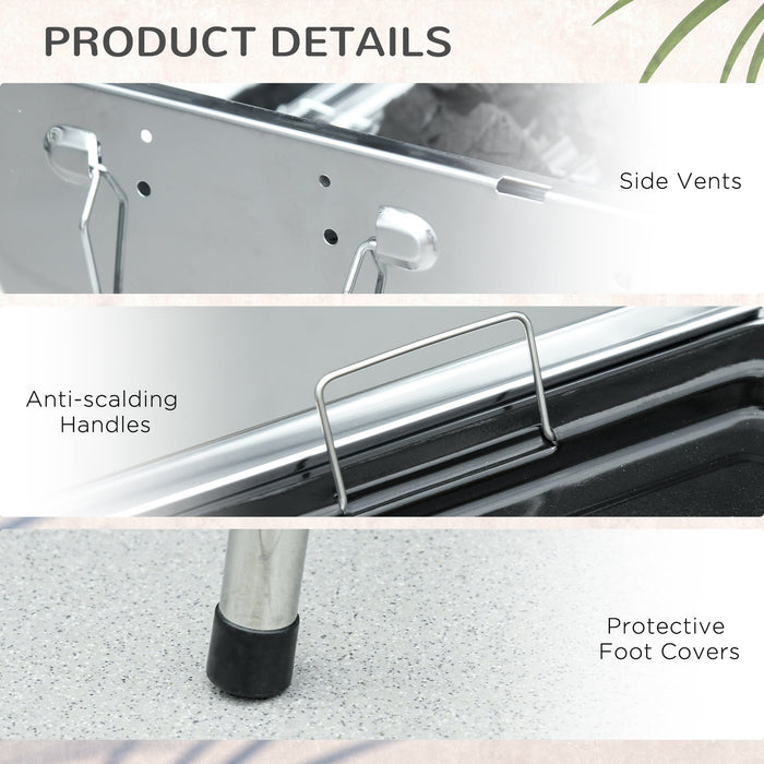Outsunny Charcoal Grill Stainless Steel Portable Folding BBQ