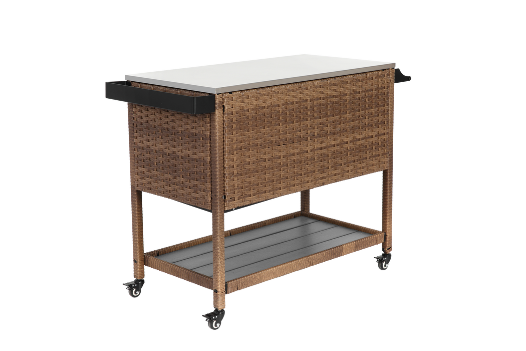 Outdoor Wicker Bar Cart
