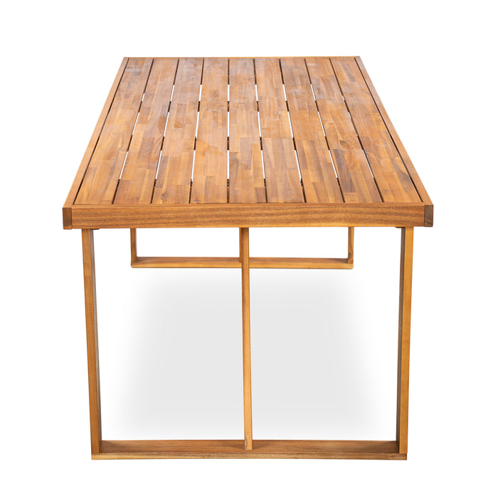 7 Pieces Acacia Wood Outdoor Dining Set with Cream Cushions
