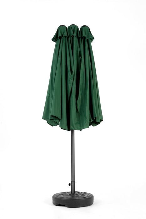 14.8 Ft Double Sided Outdoor Umbrella Rectangular Large with Crank (Dark Green)