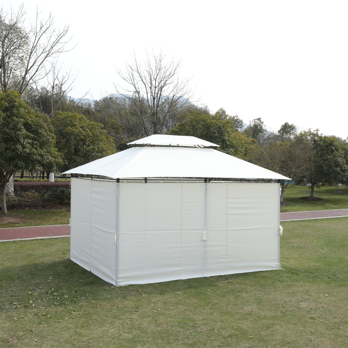 13x10 Outdoor Patio Gazebo Tent with Ventilated Double Roof and Sidewalls