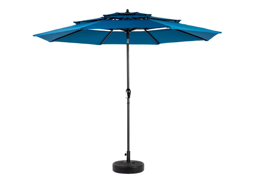 Aluminium 10ft 3 Tier Auto-tilt Outdoor Patio Umbrella - Dark Blue