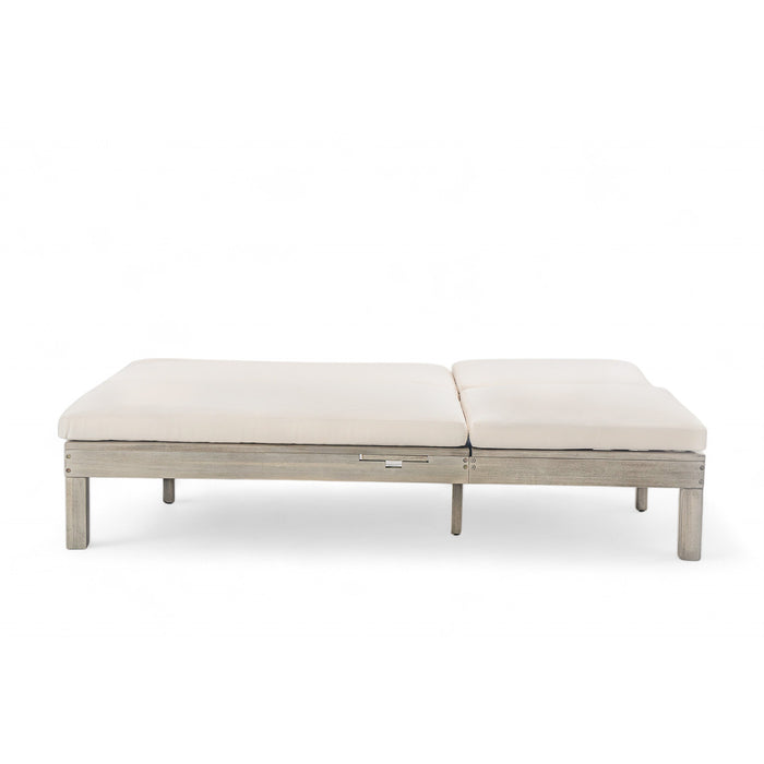 TREXM 5-Position Adjustable Backrest Double Chaise Lounge Outdoor