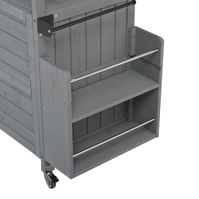 Foldable Outdoor Kitchen Island Patio Mobile Kitchen Cart