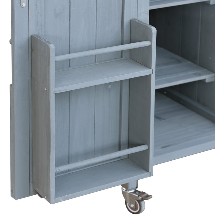 K&K Outdoor Kitchen Island, Rolling Bar Cart & Storage Cabinet