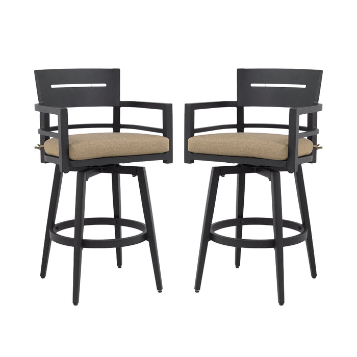 Modern Outdoor 2-Piece Swivel Bar Chairs