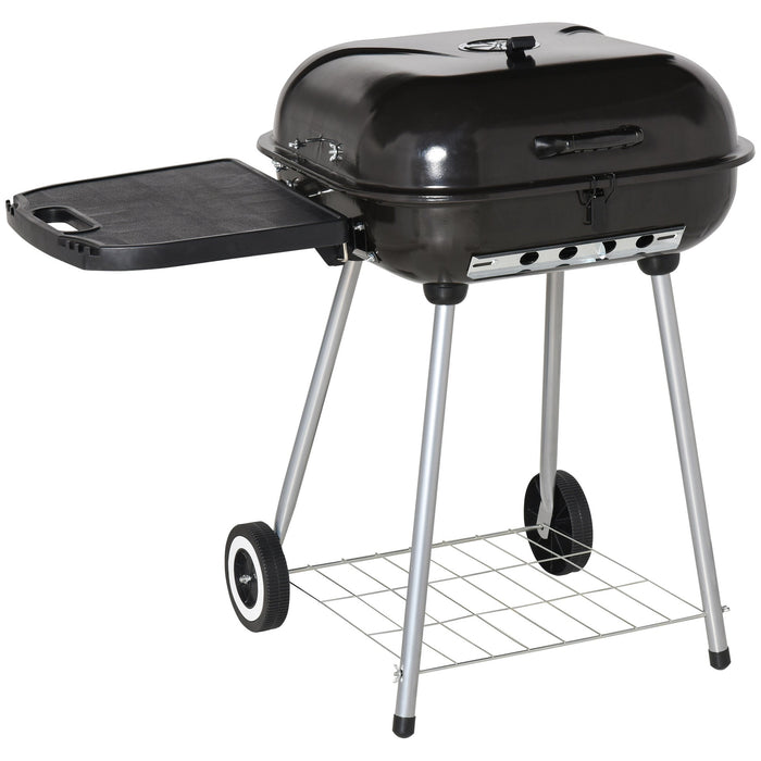 Outsunny 21' Portable Charcoal Grill with Wheels and Bottom Shelf