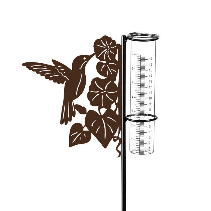 Perching Bird Metal Rain Gauge Garden Stake, 36"
