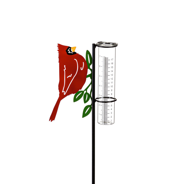 Perching Bird Metal Rain Gauge Garden Stake, 36"