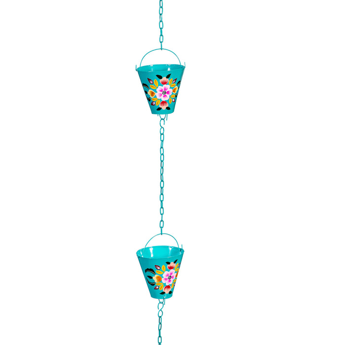 Vibrant Hand-Painted Flower Rain Chain