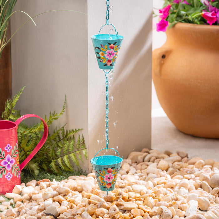 Vibrant Hand-Painted Flower Rain Chain